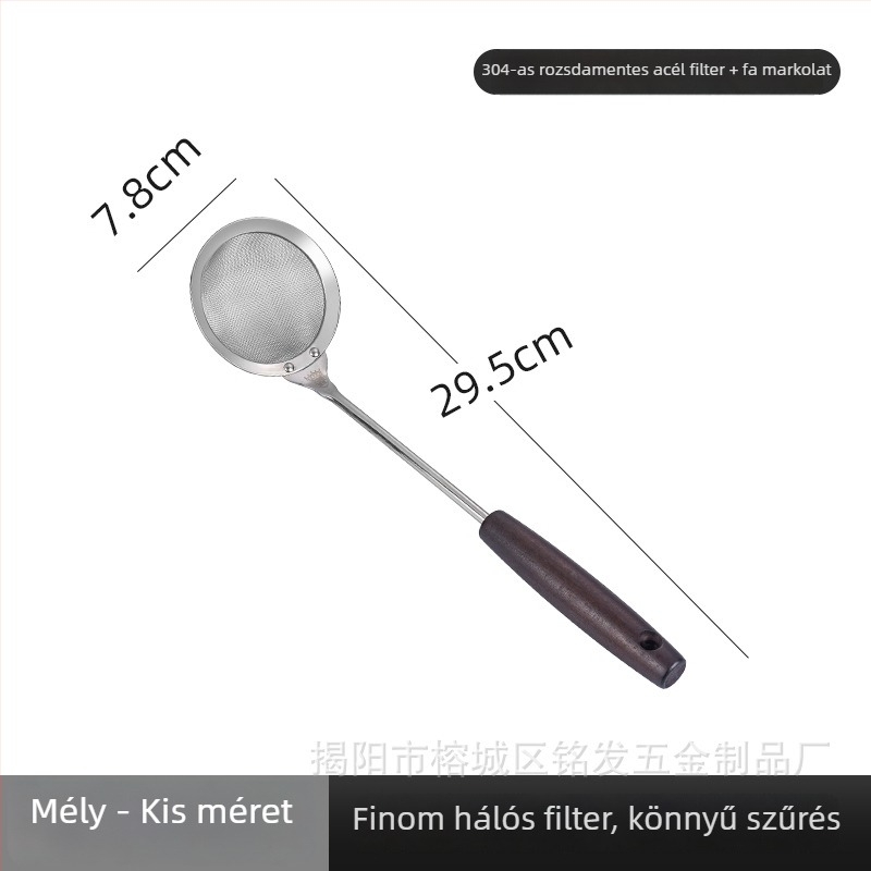304 rozsdamentes acél szita kanálfa nyéllel, retro stílus, égés elleni funkció, 2016 őszén debütált, testreszabható