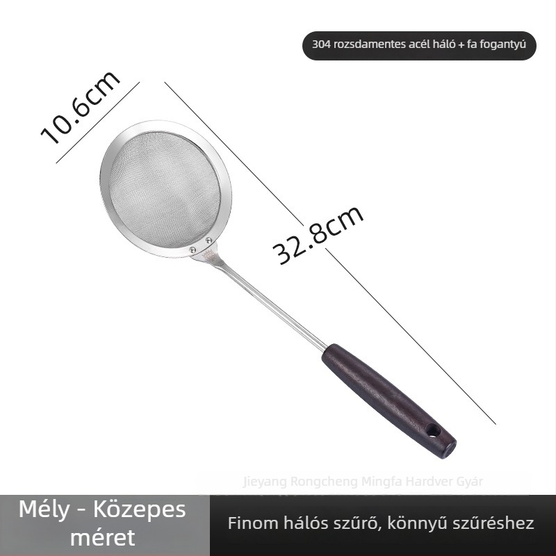 304 rozsdamentes acél szita kanálfa nyéllel, retro stílus, égés elleni funkció, 2016 őszén debütált, testreszabható