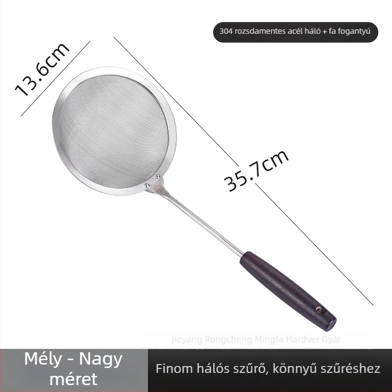 304 rozsdamentes acél szita kanálfa nyéllel, retro stílus, égés elleni funkció, 2016 őszén debütált, testreszabható