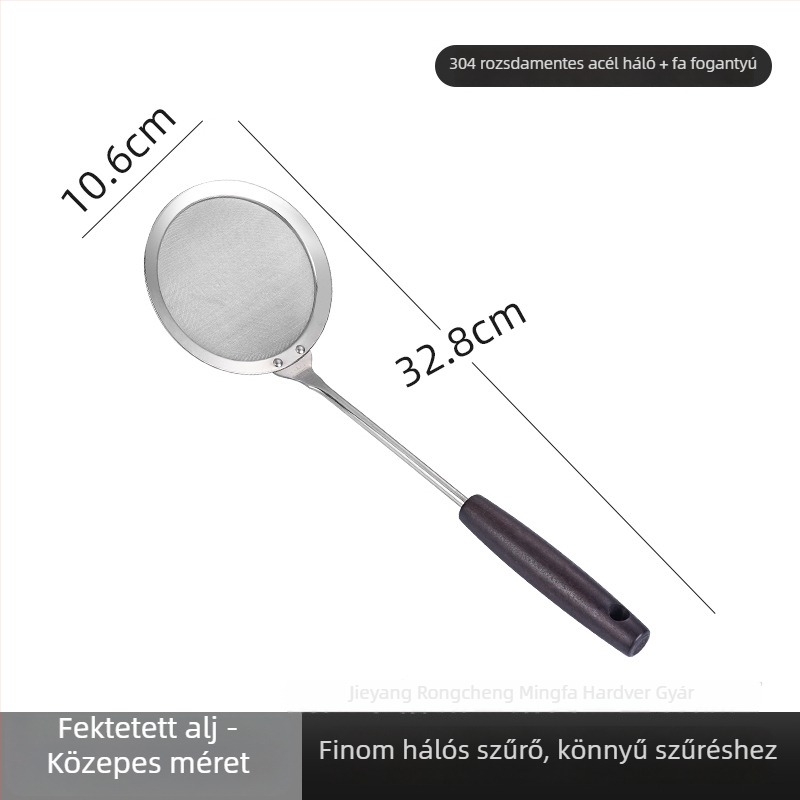 304 rozsdamentes acél szita kanálfa nyéllel, retro stílus, égés elleni funkció, 2016 őszén debütált, testreszabható