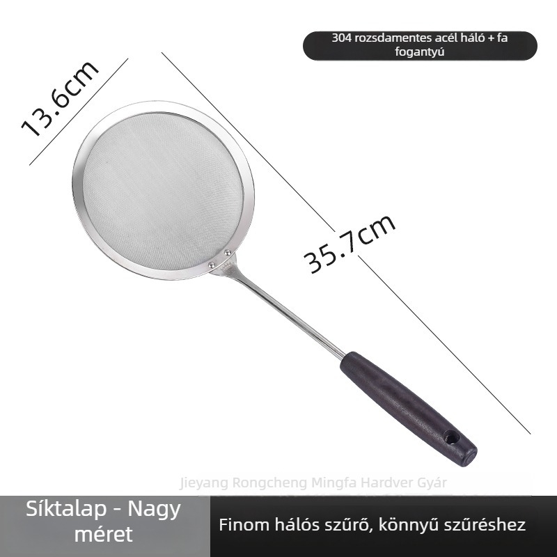 304 rozsdamentes acél szita kanálfa nyéllel, retro stílus, égés elleni funkció, 2016 őszén debütált, testreszabható