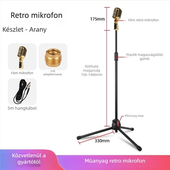 Dinamikus színpadi mikrofon vezeték nélküli, 20 Hz–20 kHz, SNR ≥75 dB, mozgó tekercs, modell S02