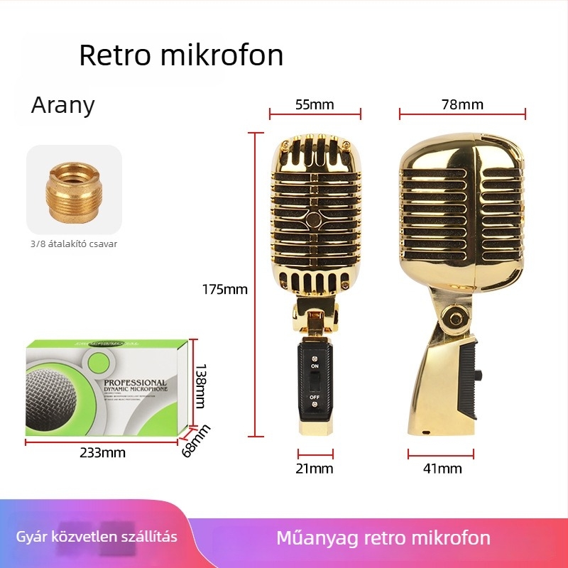 Dinamikus színpadi mikrofon vezeték nélküli, 20 Hz–20 kHz, SNR ≥75 dB, mozgó tekercs, modell S02