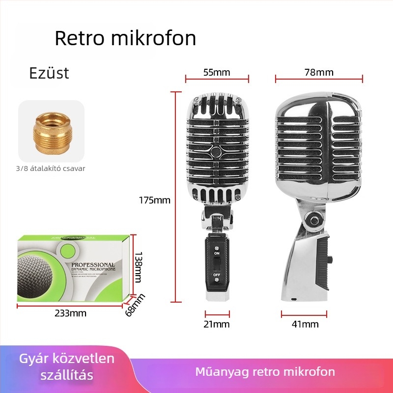 Dinamikus színpadi mikrofon vezeték nélküli, 20 Hz–20 kHz, SNR ≥75 dB, mozgó tekercs, modell S02