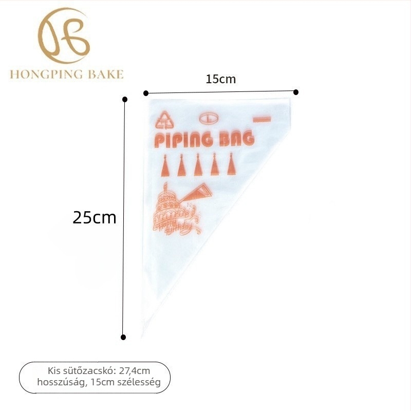 Hongping PET egyszer használatos díszítő tasak, 100 darabos készlet, élelmiszer-dekorációhoz
