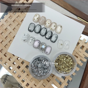 Manikűr ékszerek - Ötágú csillag alakú csillámok, egyszerű stílus; Márka Swallowling; Anyag: Sequins; Mintázat: Csillagok.