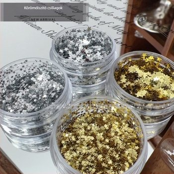 Manikűr ékszerek - Ötágú csillag alakú csillámok, egyszerű stílus; Márka Swallowling; Anyag: Sequins; Mintázat: Csillagok.