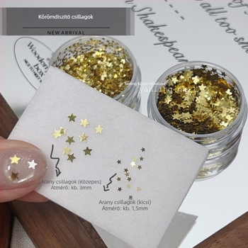 Manikűr ékszerek - Ötágú csillag alakú csillámok, egyszerű stílus; Márka Swallowling; Anyag: Sequins; Mintázat: Csillagok.