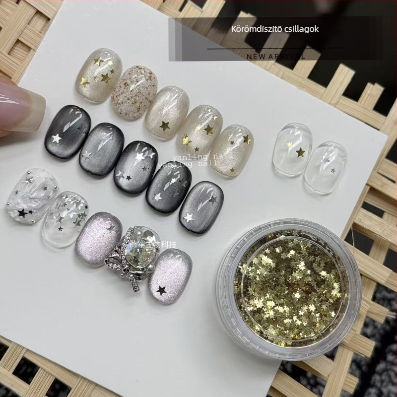 Manikűr ékszerek - Ötágú csillag alakú csillámok, egyszerű stílus; Márka Swallowling; Anyag: Sequins; Mintázat: Csillagok.