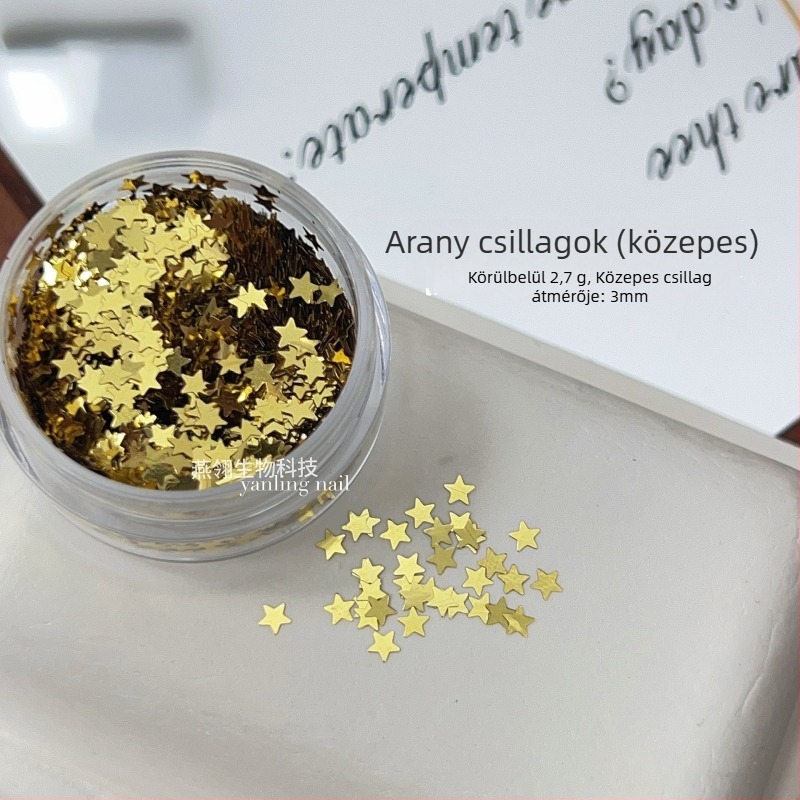 Manikűr ékszerek - Ötágú csillag alakú csillámok, egyszerű stílus; Márka Swallowling; Anyag: Sequins; Mintázat: Csillagok.