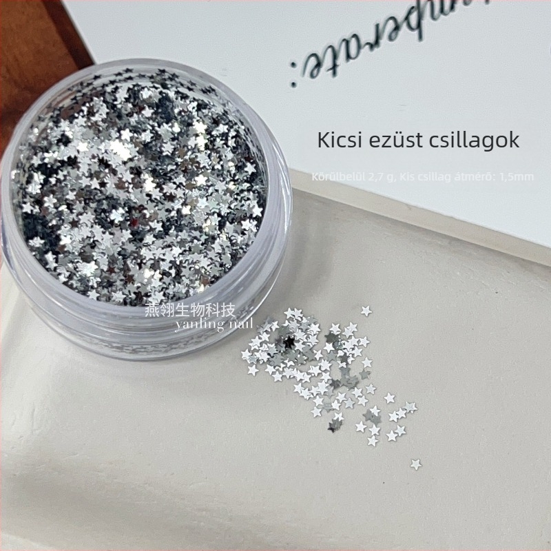 Manikűr ékszerek - Ötágú csillag alakú csillámok, egyszerű stílus; Márka Swallowling; Anyag: Sequins; Mintázat: Csillagok.