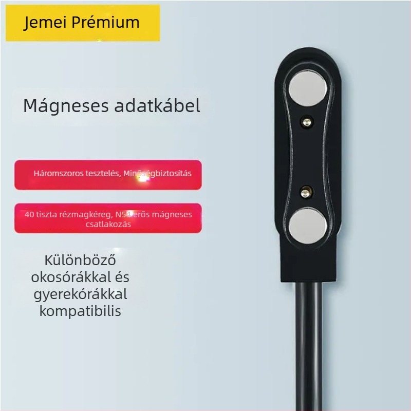 Mágneses USB töltőkábel okosórához 2-pontos csatlakozóval és védőpanellel, modell JMYP-7.62, AMYNIKEER