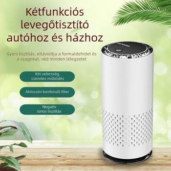 Autós légtisztító negatív ionokkal, formaldehid eltávolítás, PM2.5 szűrés, USB tápegység