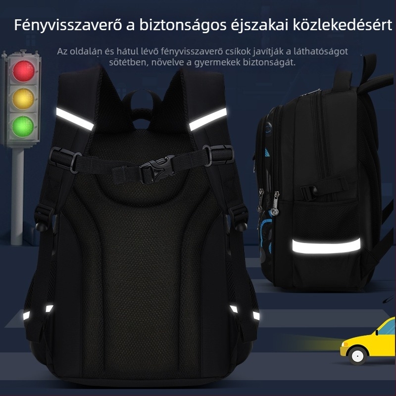 Férfiaknak szánt iskolai hátizsák, 4–6. osztályos, gerincvédő és tehercsökkentő kialakítás, stílusos