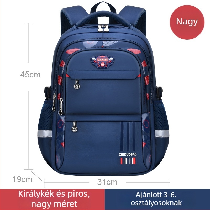 Férfiaknak szánt iskolai hátizsák, 4–6. osztályos, gerincvédő és tehercsökkentő kialakítás, stílusos