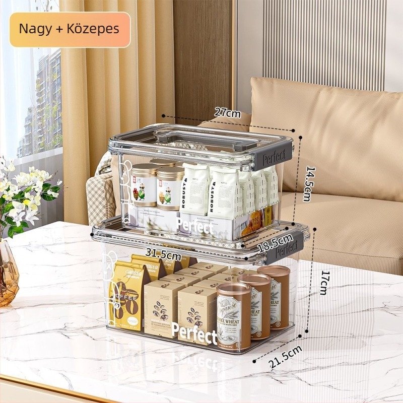 Átlátszó PET tároló doboz, hordozható, vízálló, kapacitás akár 5 L, ruhákhoz, játékokhoz, snackekhez és könyvekhez