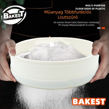Bakest Liszt Szitoló, 50-es hálóval, PP anyagú, Háztartási Sütőeszköz