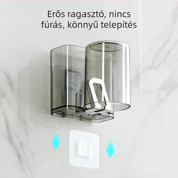 PH fogkefetartó, falra szerelhető, lyukasztás nélküli, műanyag, logó nyomtatott