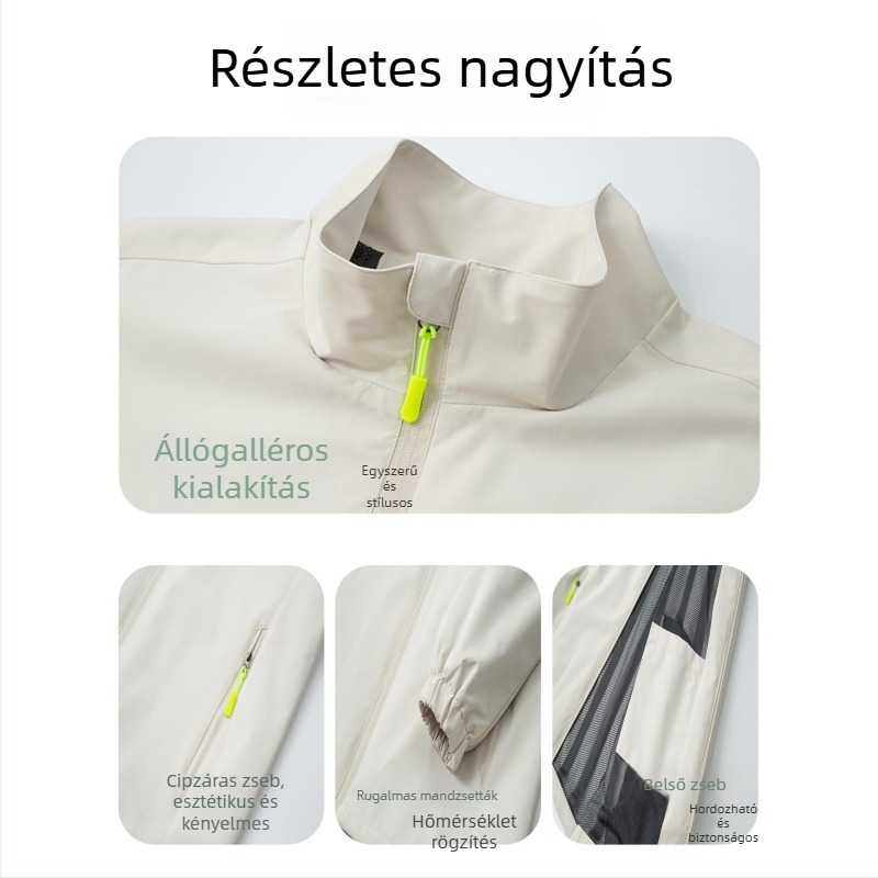 Könnyű vízálló munkaruha dzseki logóval, álló gallérral, testreszabható vállalati egyenruha