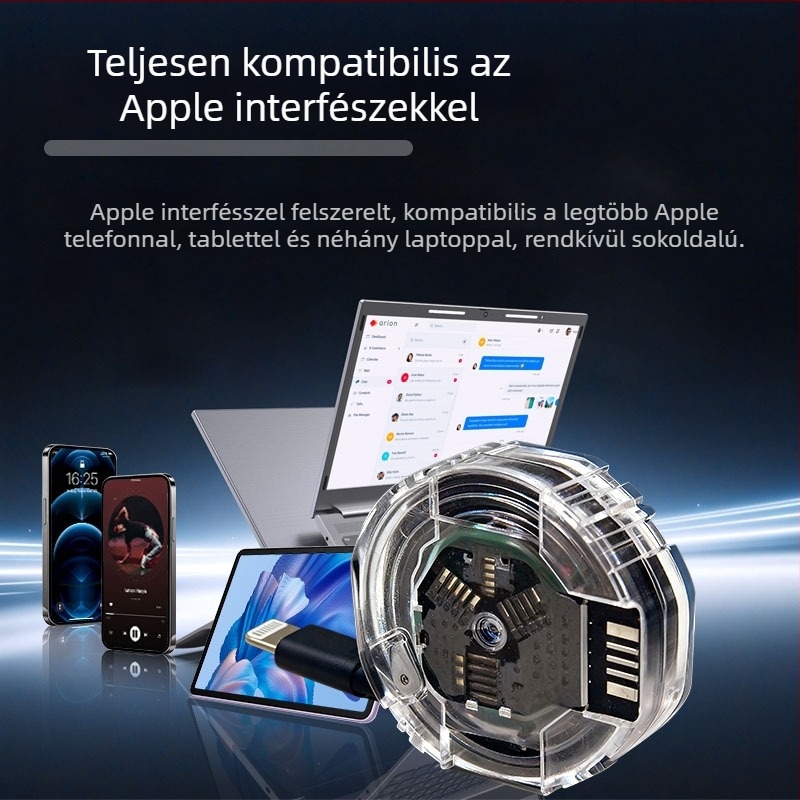 PD Type-C összecsukható töltőkábel automatikus állítással, dupla fej Lightning és Type-C