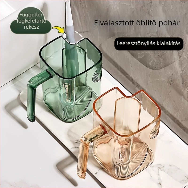 Qiwang műanyag szájöblítő pohár, könnyed luxus stílus, átlátszó, egy csomag