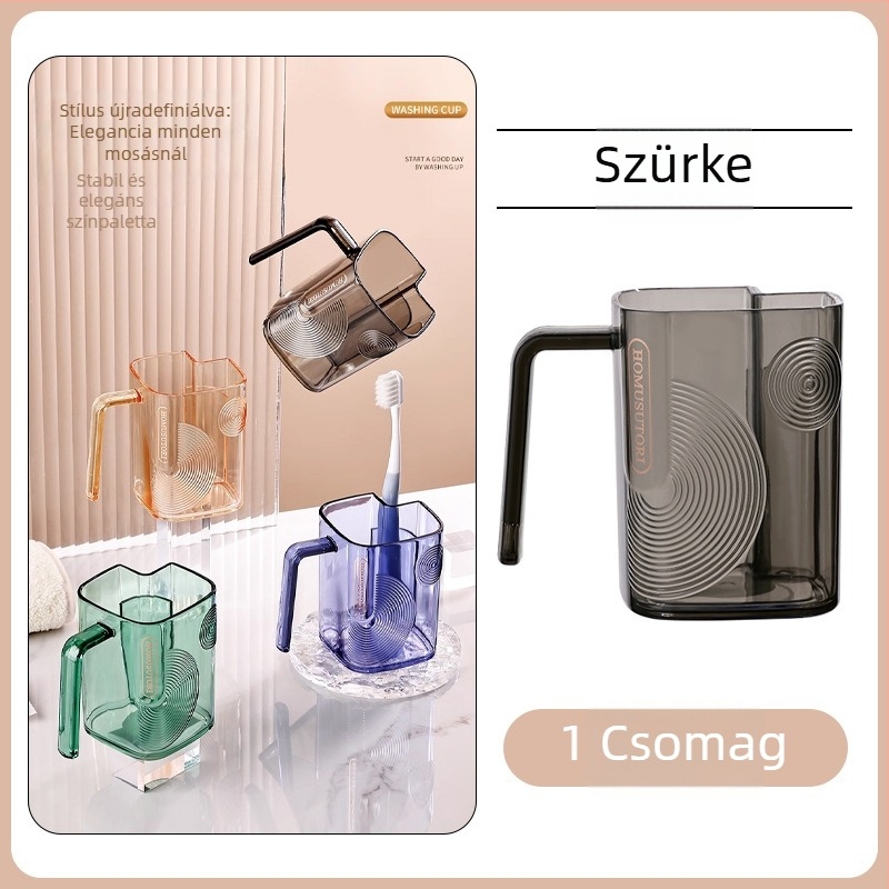 Qiwang műanyag szájöblítő pohár, könnyed luxus stílus, átlátszó, egy csomag