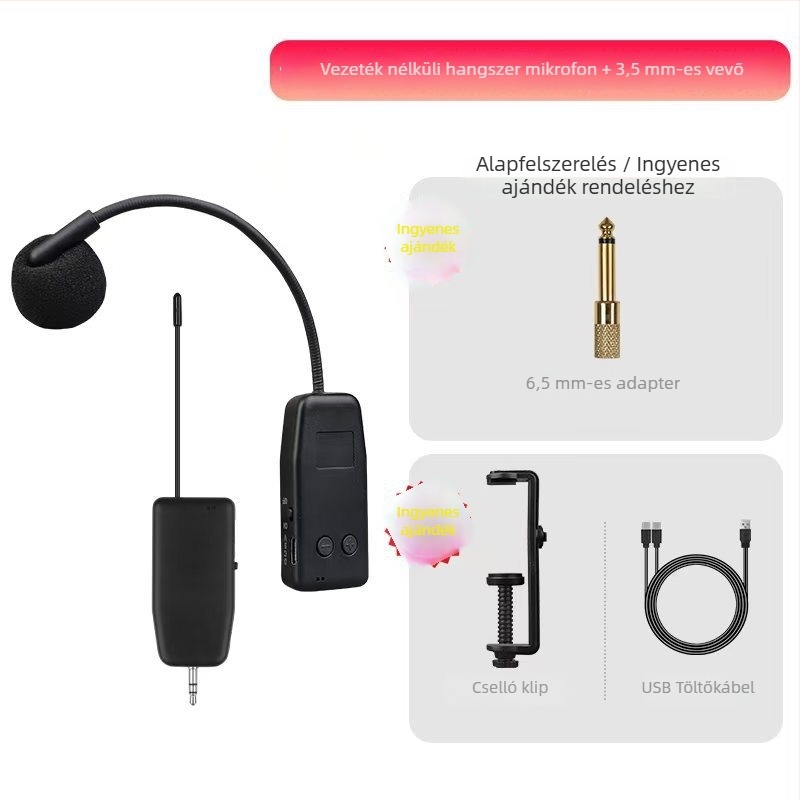 Hegedűhúros hangszerhez való mikrofon beépített akkumulátorral, kapacitív pickup, 5V tápegység, 100 Hz-20 kHz, SNR >=70 dB