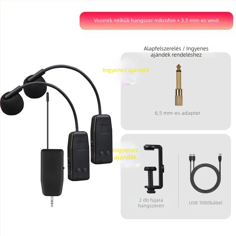 Hegedűhúros hangszerhez való mikrofon beépített akkumulátorral, kapacitív pickup, 5V tápegység, 100 Hz-20 kHz, SNR >=70 dB