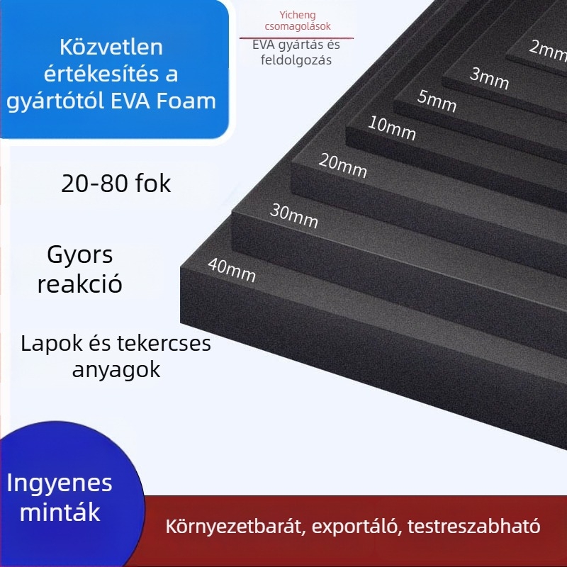 EVA habcsomagoló anyag – lemez/tekercs, tűzálló, antiszatikus, ütéscsillapító, magas sűrűségű