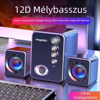 Asztali számítógép hangfala subwooferrel, 2.1 csatornás, kiváló hangminőség