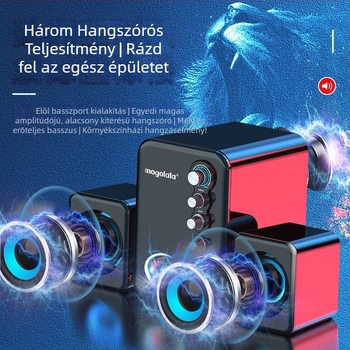 Asztali számítógép hangfala subwooferrel, 2.1 csatornás, kiváló hangminőség