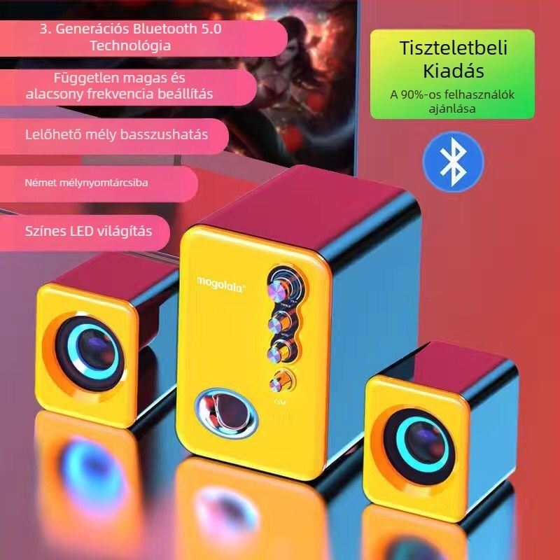 Asztali számítógép hangfala subwooferrel, 2.1 csatornás, kiváló hangminőség