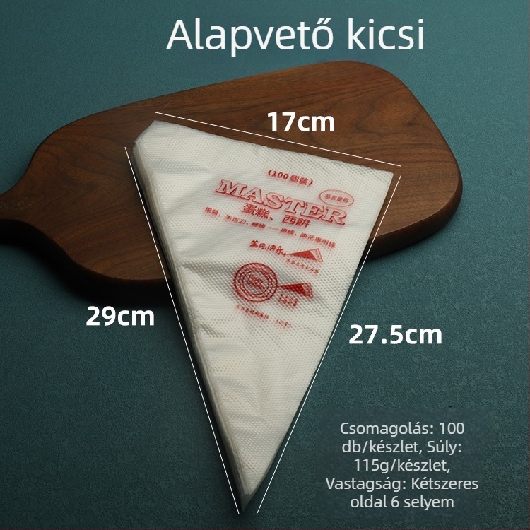 Egyszer használatos vastag műanyag díszítő tasak krémhez, tortákhoz és süteményekhez – PE anyag, 100 db/csomag; Bakery House/FABAKE