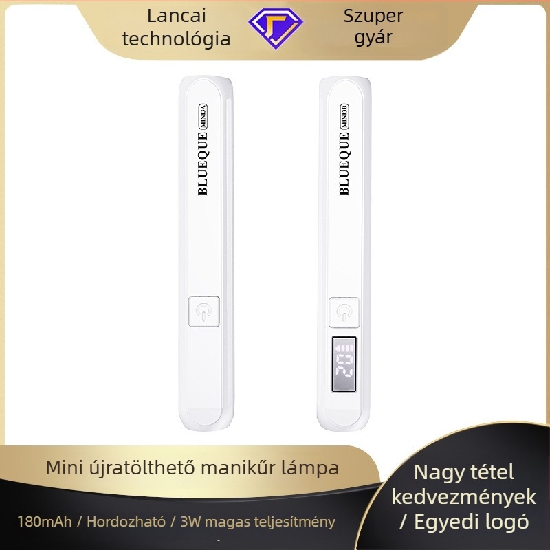 Kézben tartható MINI-3 körömlámpa, újratölthető, 3W, LED-kijelzővel és gombbal