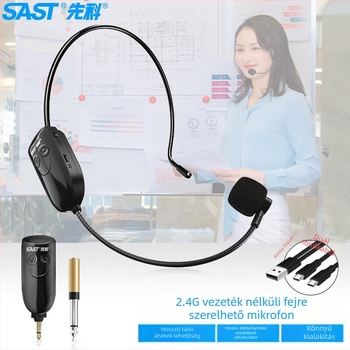 SAST OK-75 fejhallgatós mikrofon tanításhoz és előadásokhoz, SNR ≥70 dB, Bluetooth 2.0, beépített akkumulátor nélkül