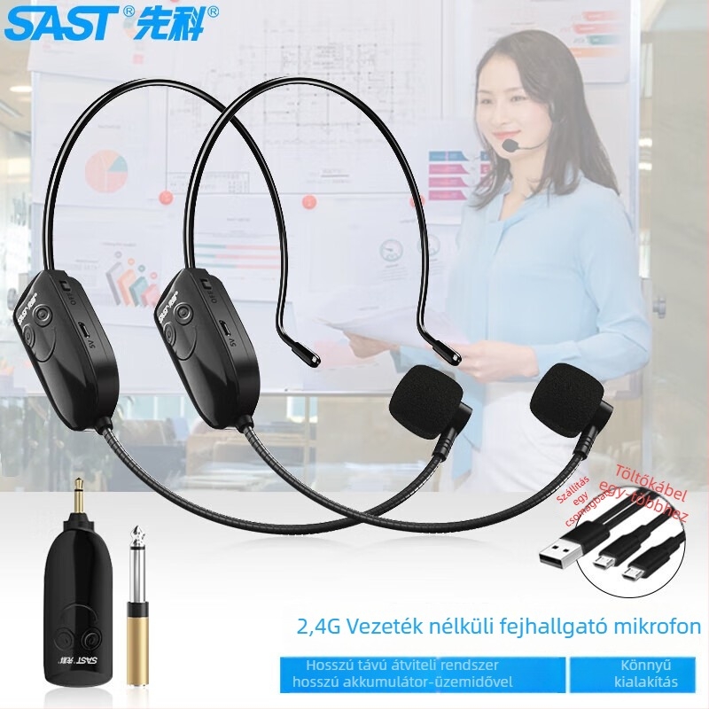 SAST OK-75 fejhallgatós mikrofon tanításhoz és előadásokhoz, SNR ≥70 dB, Bluetooth 2.0, beépített akkumulátor nélkül
