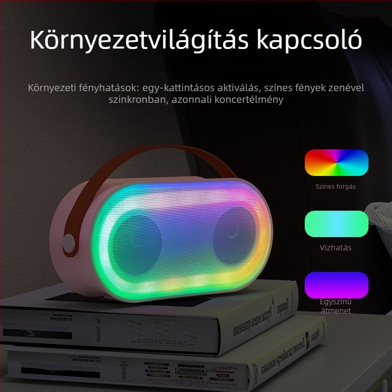 Hordozható Bluetooth karaoke hangfal beépített mikrofonnal — Bluetooth 5.3, 10W, beépített akkumulátor 2000-4000mAh, frekvencia-tartomány 20Hz-20kHz, üzemidő 3-6 óra