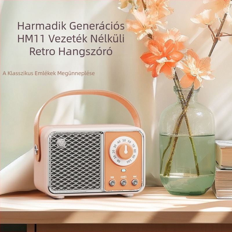 HM11 PRO Retro Bluetooth hangszóró, hordozható mini basszus, Bluetooth 5.0, 30 Hz–15 kHz, SNR ≥70 dB, 10 m hatótáv, beépített akkumulátor 500–800 mAh