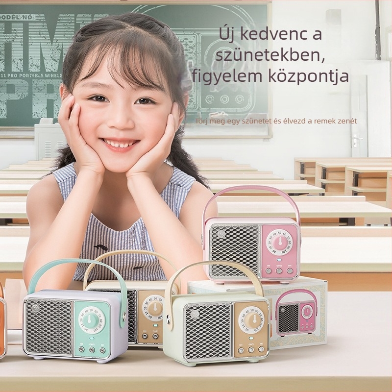 HM11 PRO Retro Bluetooth hangszóró, hordozható mini basszus, Bluetooth 5.0, 30 Hz–15 kHz, SNR ≥70 dB, 10 m hatótáv, beépített akkumulátor 500–800 mAh