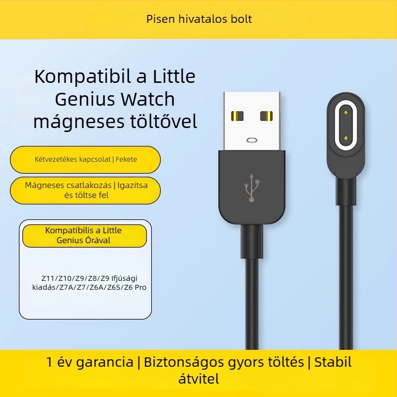 Pisen mágneses töltőkábel gyerekek okosórájához – kompatibilis a z10, z9, z9 youth edition, z8, z7a, z6a, z6s, z6pro modellekkel