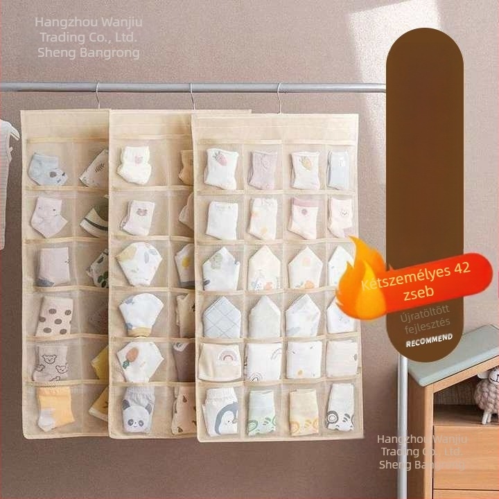 Falira szerelhető fehérnemű tároló – kétoldalas, többfunkciós, zoknik és melltartók számára, japán stílusú
