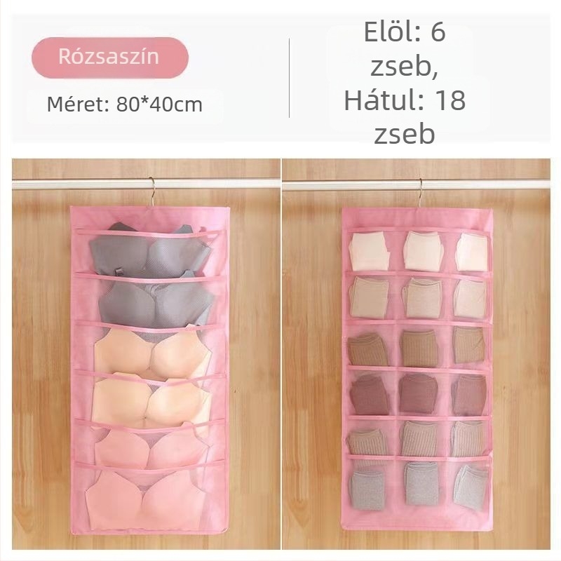 Falira szerelhető fehérnemű tároló – kétoldalas, többfunkciós, zoknik és melltartók számára, japán stílusú