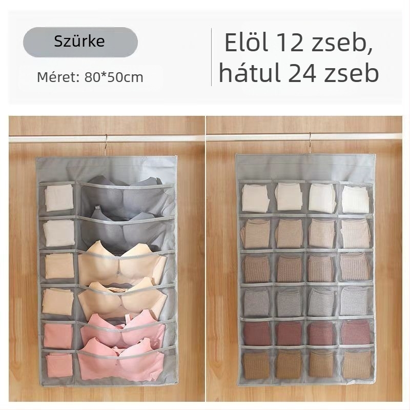 Falira szerelhető fehérnemű tároló – kétoldalas, többfunkciós, zoknik és melltartók számára, japán stílusú