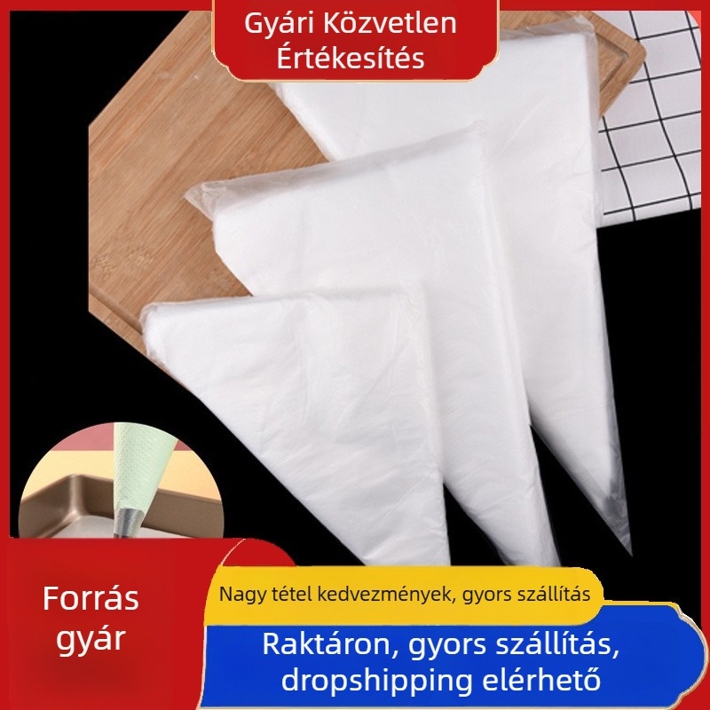 PE anyagú díszítő zacskó, egyszer használatos, krém díszítésre