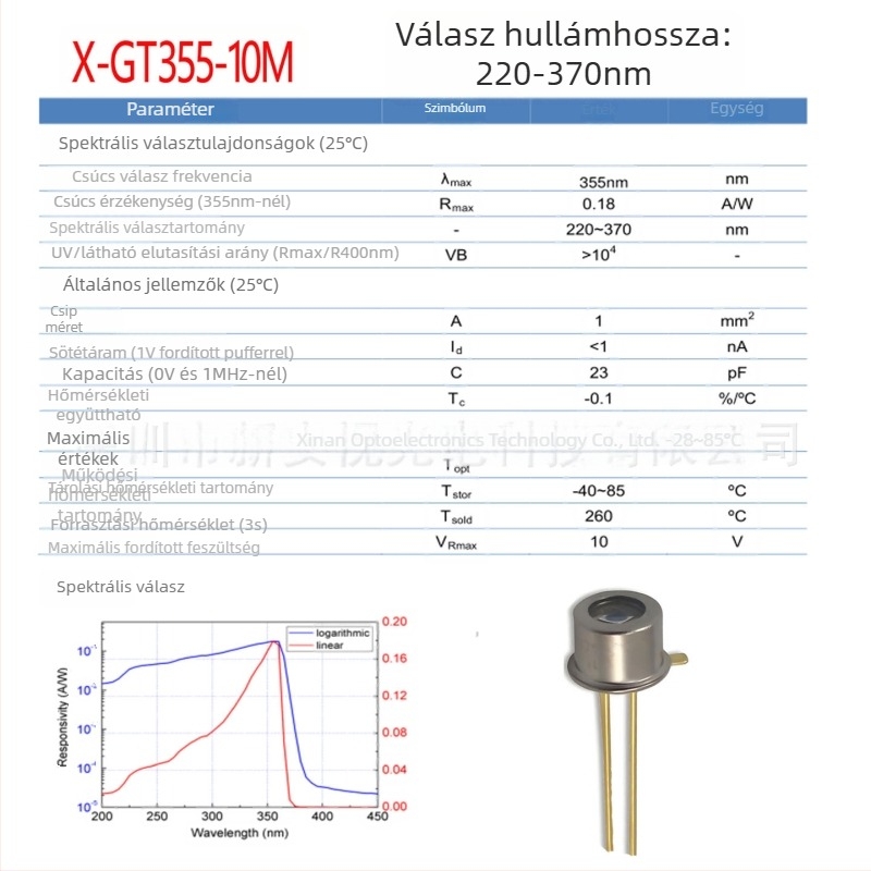 SiC fotodiódás UV detektor, UV vevőcső, 3535/2835 csomagolás, orvosi COD víz mérése