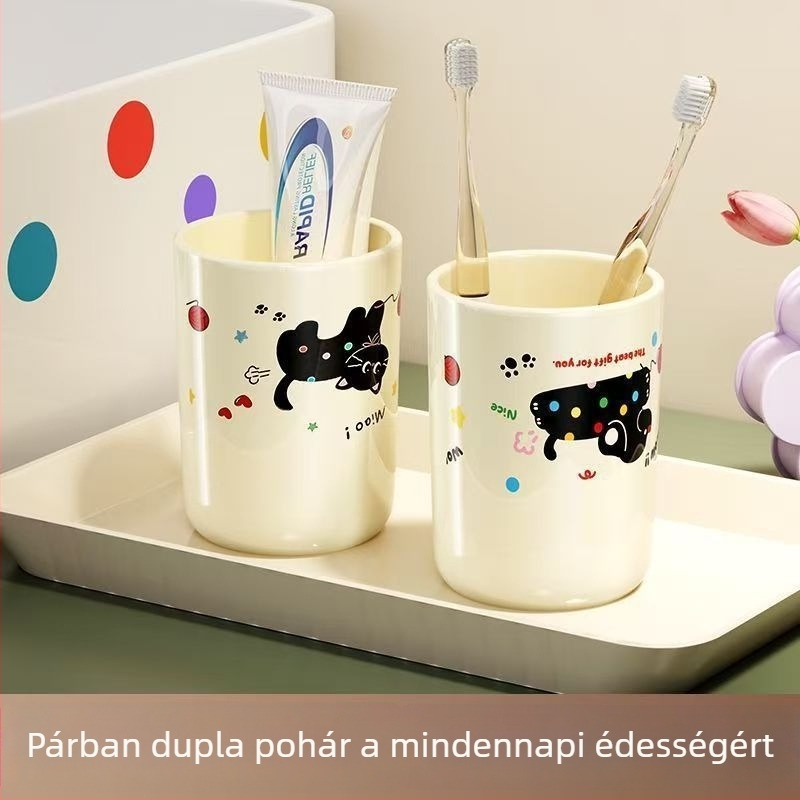Tükör alatti mágneses szájöblítő és fogkefés pohár, akasztóval, nedvesség- és porálló, műanyag, Termékkód 1002664801