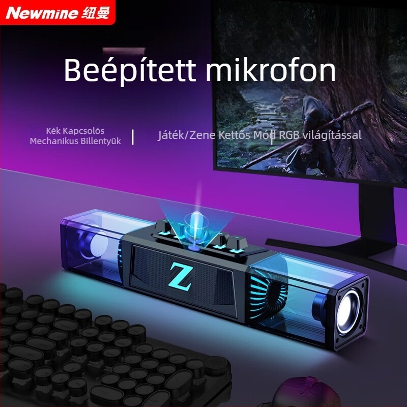 Newmine V6 asztali számítógép hangszórók, sztereó hangzás, USB-s működtetés, 20W, hangfrekvencia-tartomány 100 Hz–20 kHz, SNR ≥75 dB