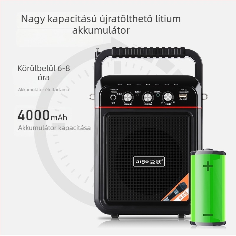 Love Song S60 kültéri karaoke hangszósó beépített hangkártyával - 10W, 2000–4000 mAh akkumulátor, 100 Hz–20 kHz frekvenciatartomány, SNR ≥75 dB