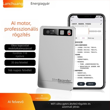 AI Fordító és konferencia-átírás felvevő, 3-mikrofonos tömb, Bluetooth, MP3, 64GB