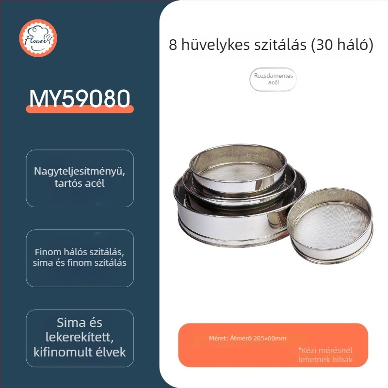 Liszt szitáló 304 rozsdamentes acélból, ultra finom háló, Fenghe Rili márka, Modell MY, modern minimalista stílus